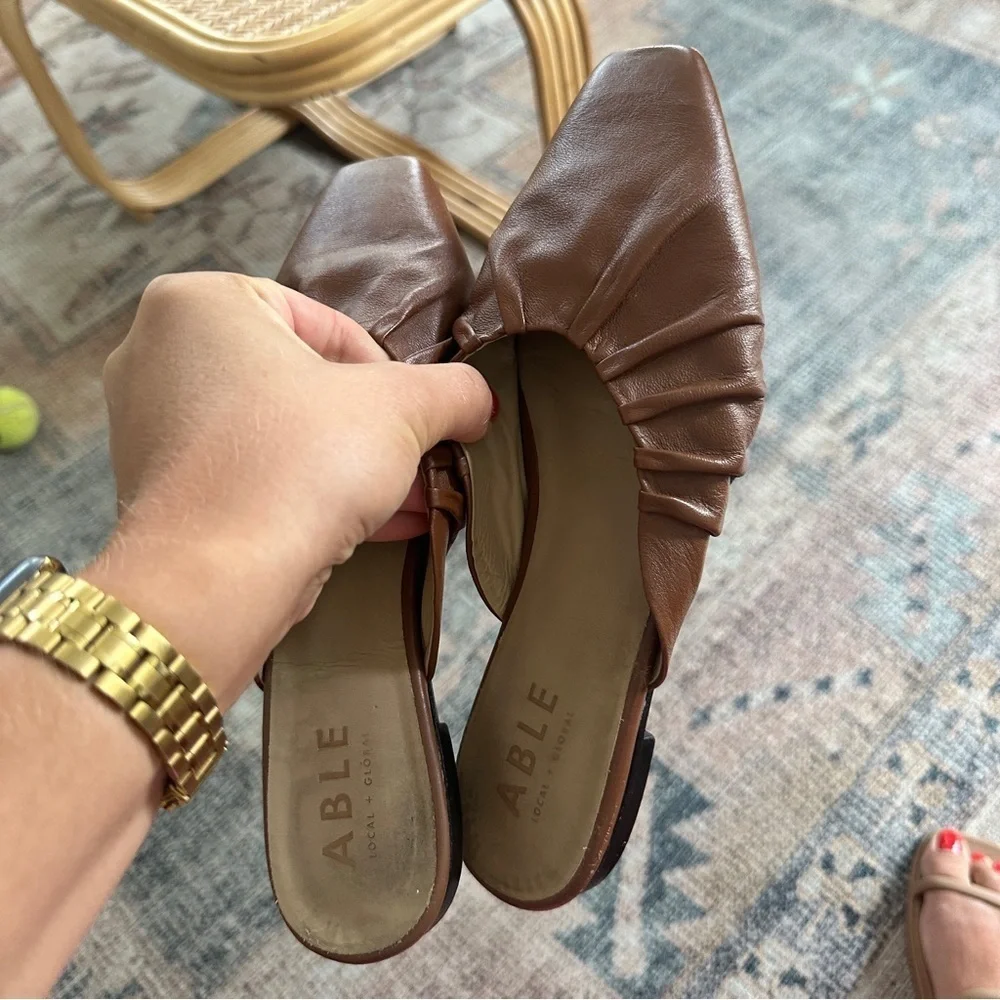 ABLE Brown Slip On Flats sz 8